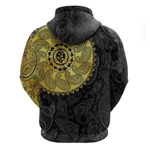 Eritrea African Tribal Mix Paisley Pattern Zip Hoodie Chest Arm Tattoo