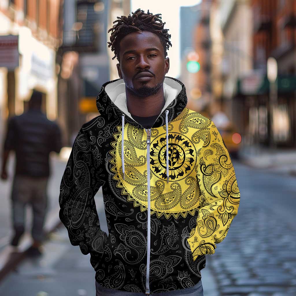 Eritrea African Tribal Mix Paisley Pattern Zip Hoodie Chest Arm Tattoo