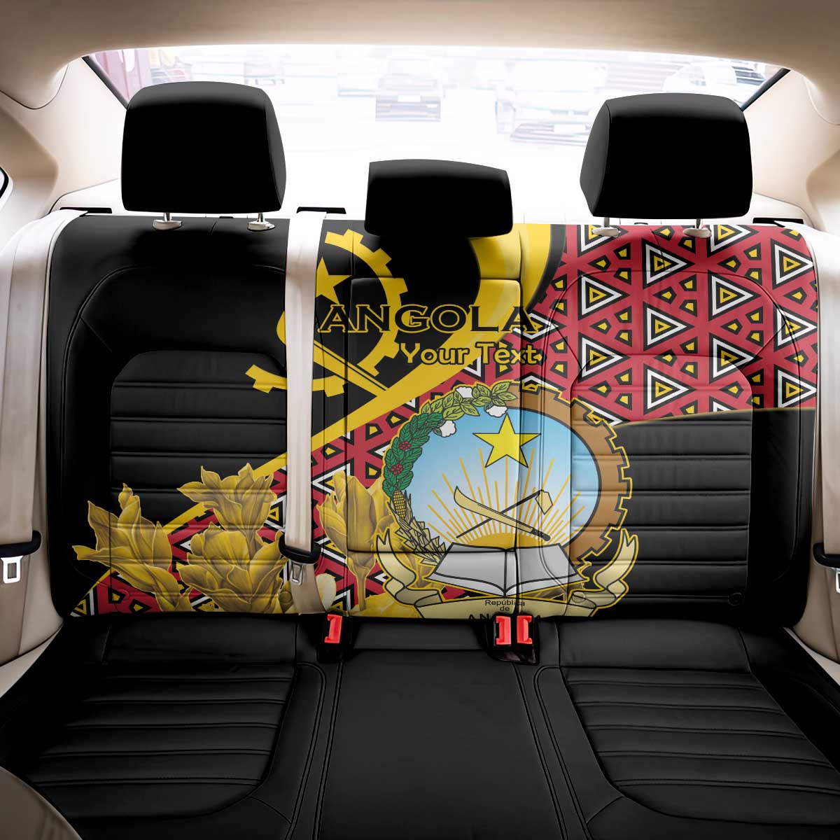 Personalized República de Angola Back Car Seat Cover Coat Of Arms With Map