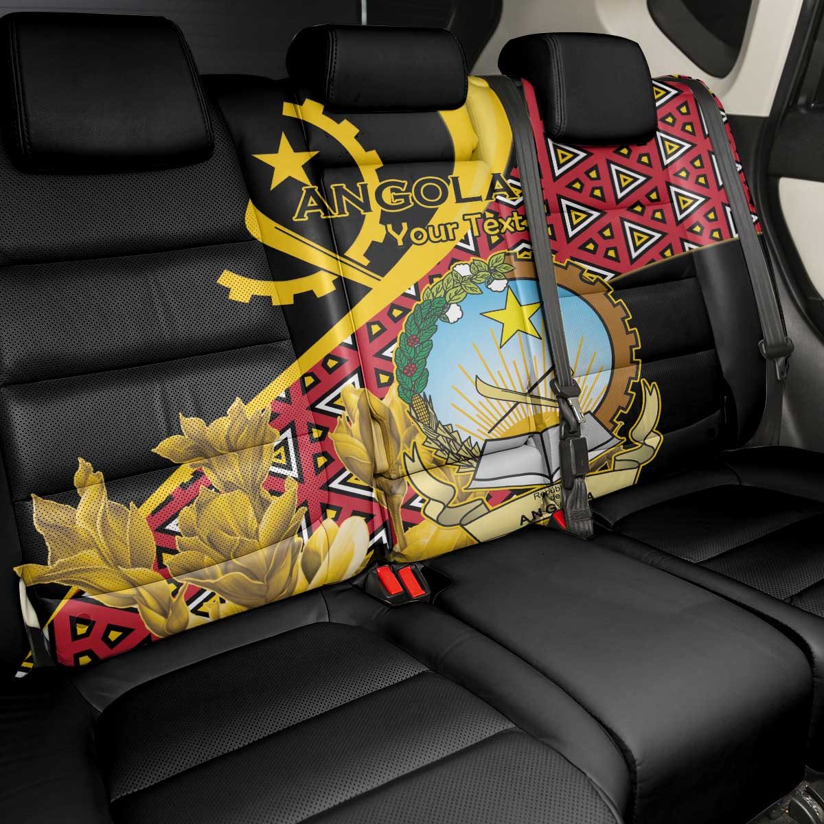 Personalized República de Angola Back Car Seat Cover Coat Of Arms With Map