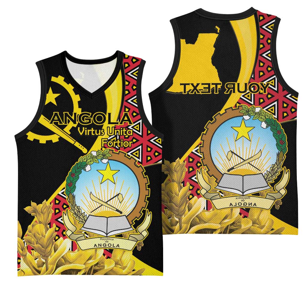 Personalized República de Angola Basketball Jersey Coat Of Arms With Map - African Pride