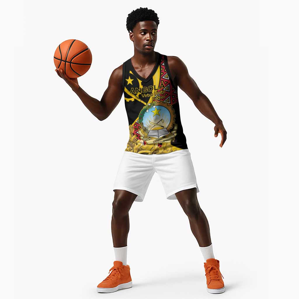 Personalized República de Angola Basketball Jersey Coat Of Arms With Map - African Pride