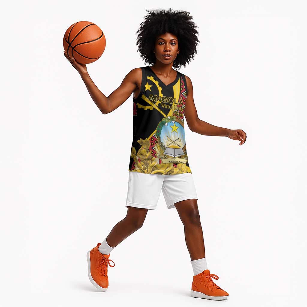 Personalized República de Angola Basketball Jersey Coat Of Arms With Map - African Pride