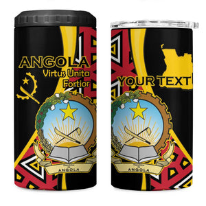 Personalized República de Angola 4 in 1 Can Cooler Tumbler Coat Of Arms With Map