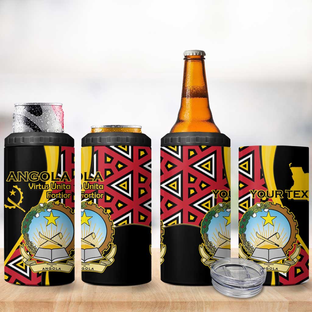 Personalized República de Angola 4 in 1 Can Cooler Tumbler Coat Of Arms With Map