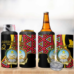 Personalized República de Angola 4 in 1 Can Cooler Tumbler Coat Of Arms With Map