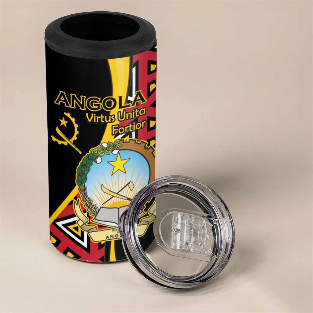 Personalized República de Angola 4 in 1 Can Cooler Tumbler Coat Of Arms With Map