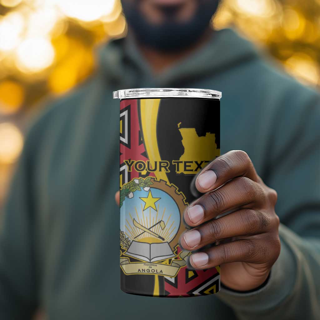 Personalized República de Angola 4 in 1 Can Cooler Tumbler Coat Of Arms With Map