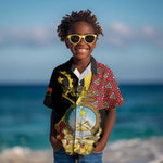 Personalized República de Angola Kid Hawaiian Shirt Coat Of Arms With Map