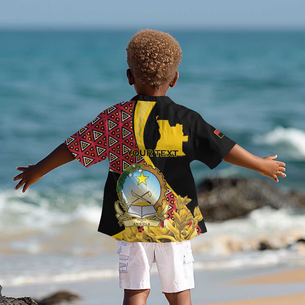 Personalized República de Angola Kid Hawaiian Shirt Coat Of Arms With Map