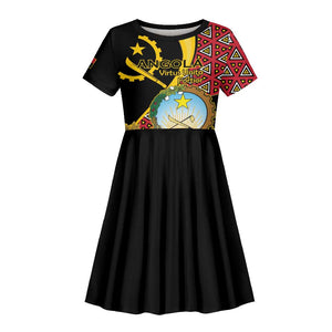Personalized República de Angola Kid Short Sleeve Dress Coat Of Arms With Map