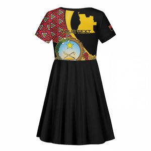 Personalized República de Angola Kid Short Sleeve Dress Coat Of Arms With Map