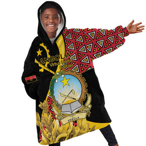 Personalized República de Angola Kid Wearable Blanket Hoodie Coat Of Arms With Map