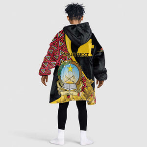 Personalized República de Angola Kid Wearable Blanket Hoodie Coat Of Arms With Map