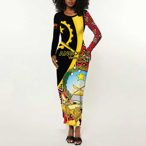 Personalized República de Angola Long Sleeve Bodycon Dress Coat Of Arms With Map LT15