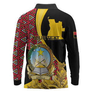 Personalized República de Angola Long Sleeve Polo Shirt Coat Of Arms With Map