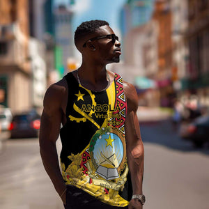 Personalized República de Angola Men Tank Top Coat Of Arms With Map