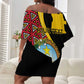 Personalized República de Angola Off Shoulder Short Dress Coat Of Arms With Map