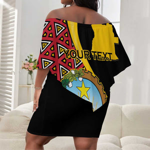 Personalized República de Angola Off Shoulder Short Dress Coat Of Arms With Map