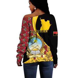 Personalized República de Angola Off Shoulder Sweater Coat Of Arms With Map