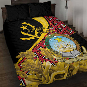 Personalized República de Angola Quilt Bed Set Coat Of Arms With Map