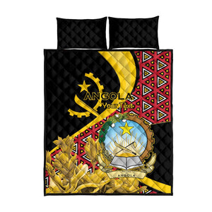 Personalized República de Angola Quilt Bed Set Coat Of Arms With Map