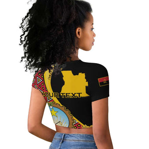 Personalized República de Angola Raglan Cropped T shirt Coat Of Arms With Map