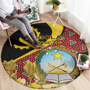 Personalized República de Angola Round Carpet Coat Of Arms With Map