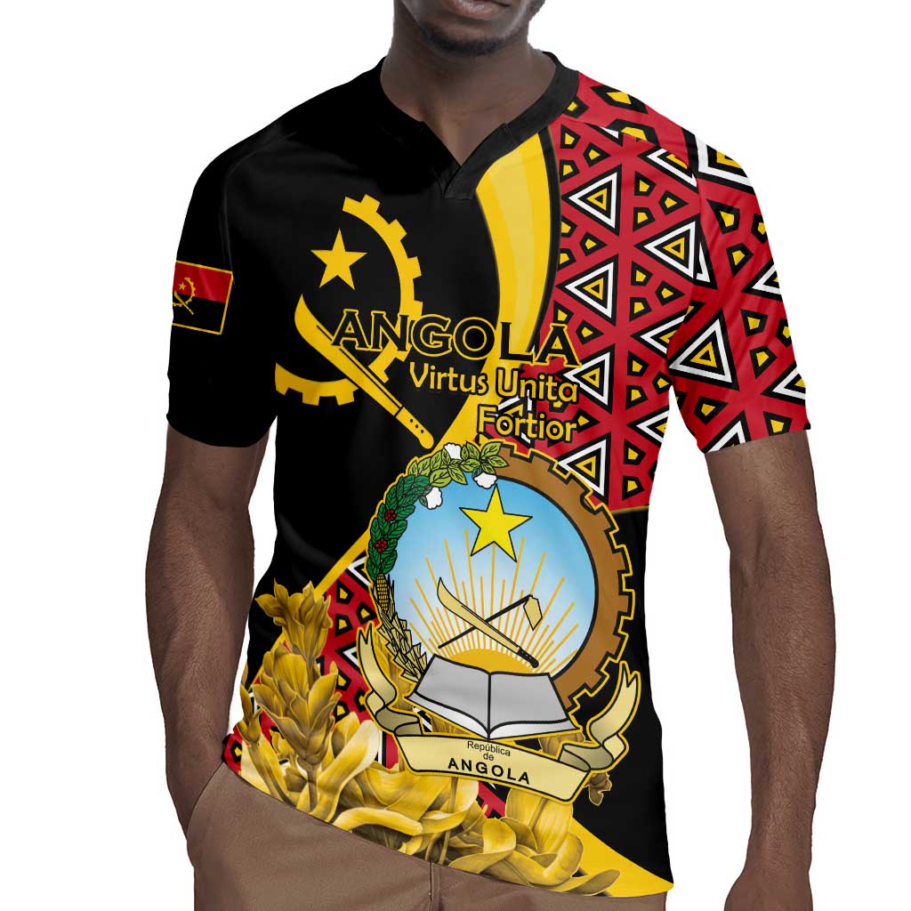 Personalized República de Angola Rugby Jersey Coat Of Arms With Map