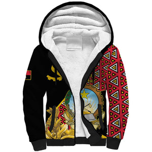 Personalized República de Angola Sherpa Hoodie Coat Of Arms With Map