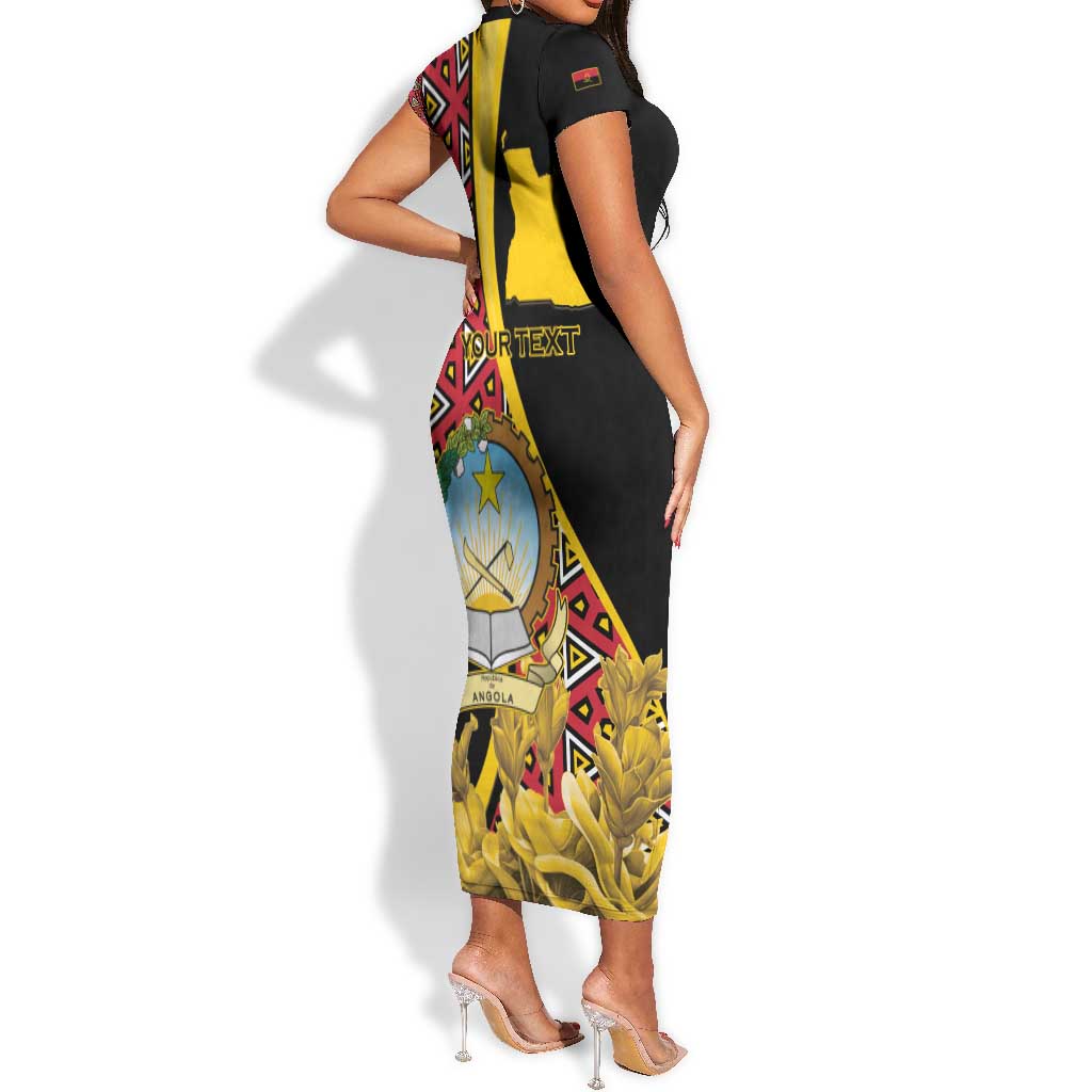 Personalized República de Angola Short Sleeve Bodycon Dress Coat Of Arms With Map LT15