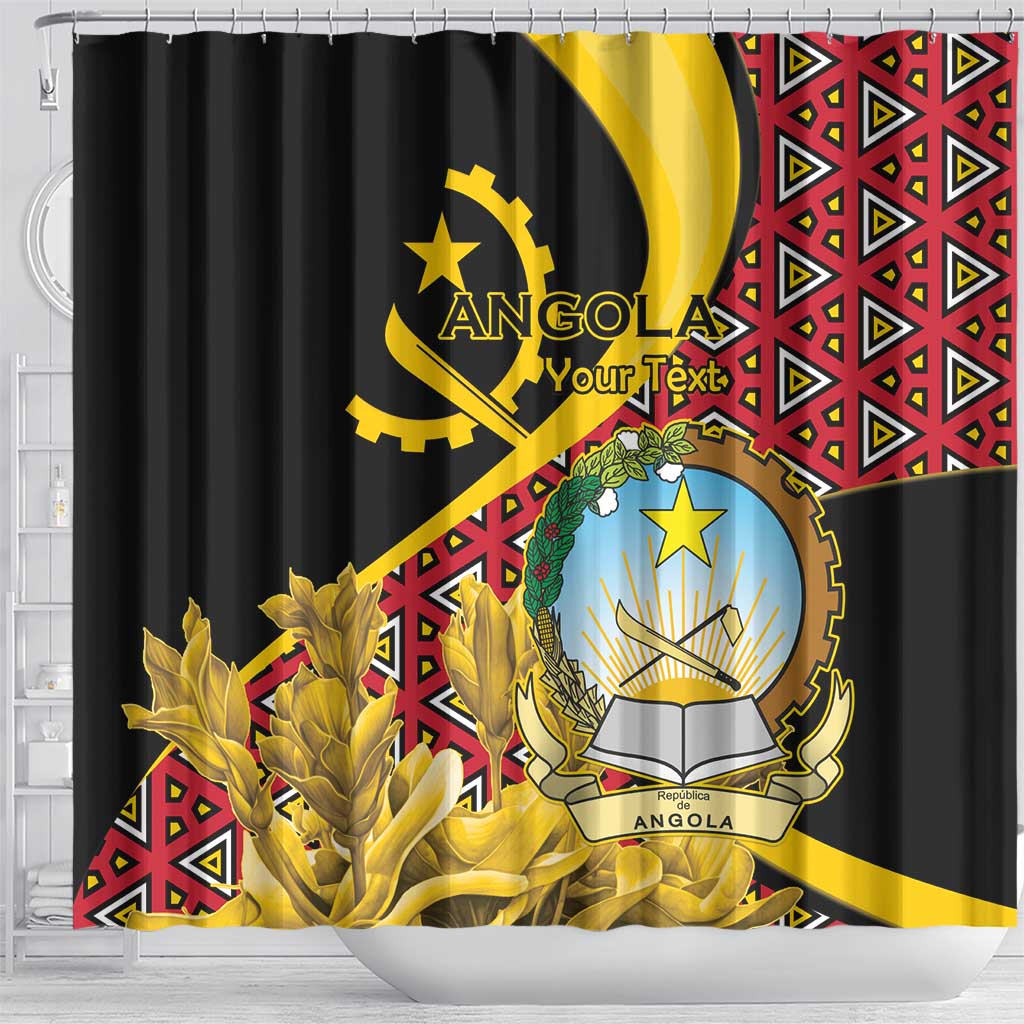 Personalized República de Angola Shower Curtain Coat Of Arms With Map