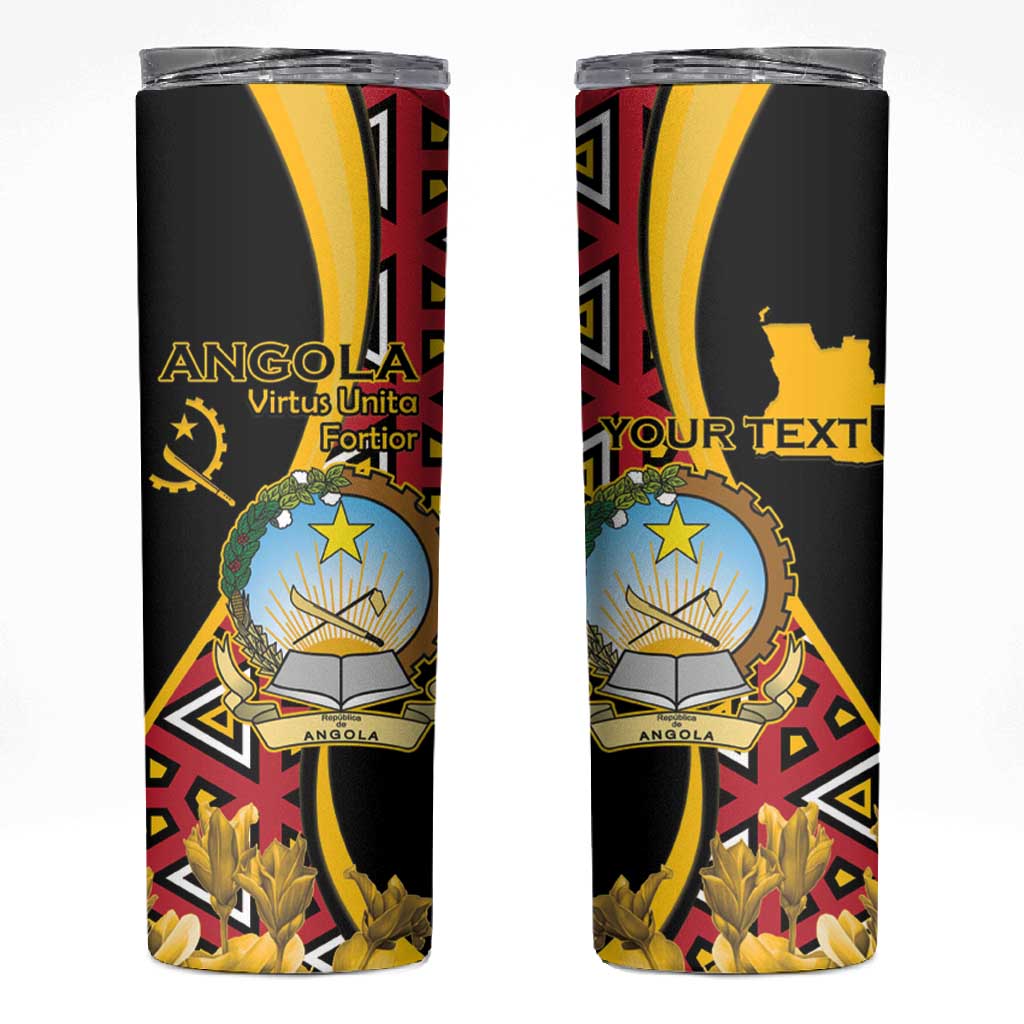 Personalized República de Angola Skinny Tumbler Coat Of Arms With Map