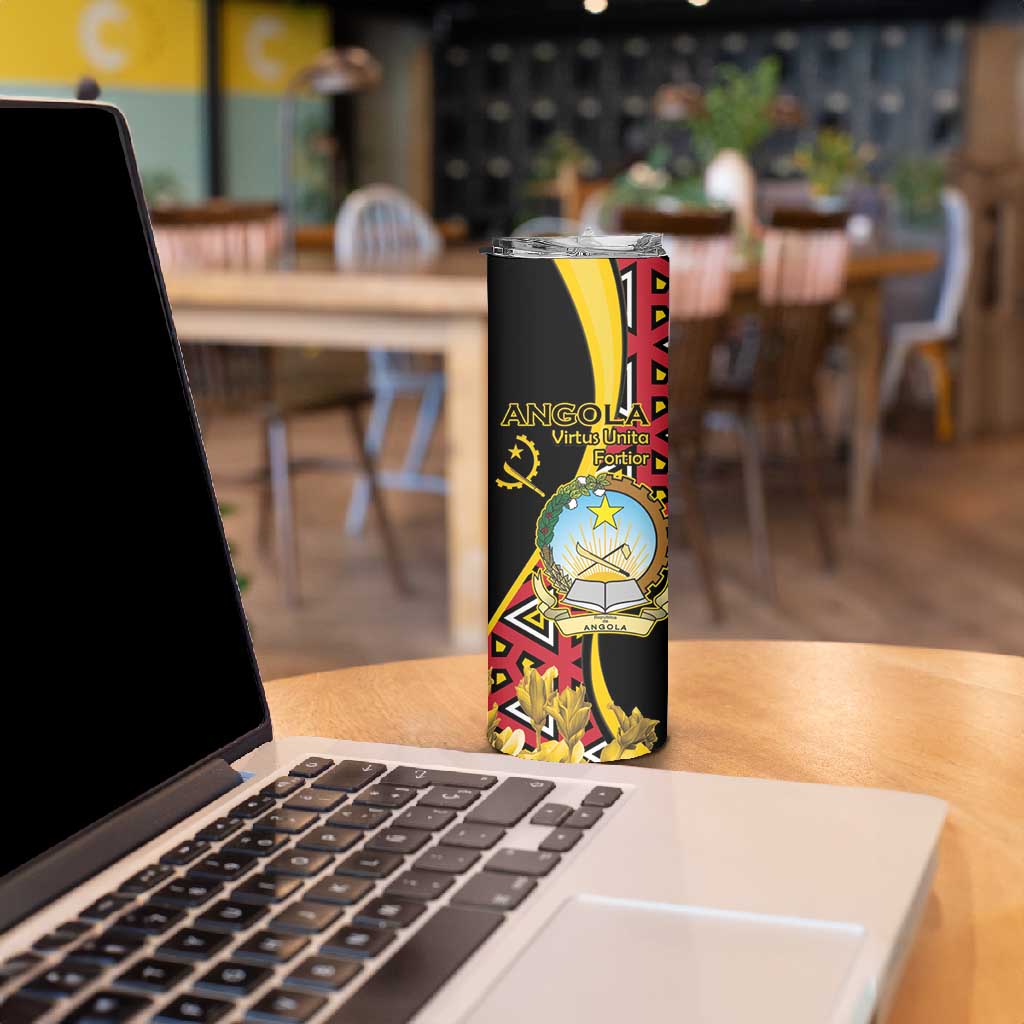 Personalized República de Angola Skinny Tumbler Coat Of Arms With Map