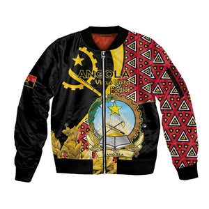 Personalized República de Angola Sleeve Zip Bomber Jacket Coat Of Arms With Map