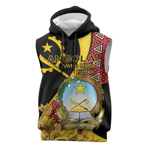Personalized República de Angola Sleeveless Hoodie Coat Of Arms With Map - African Pride
