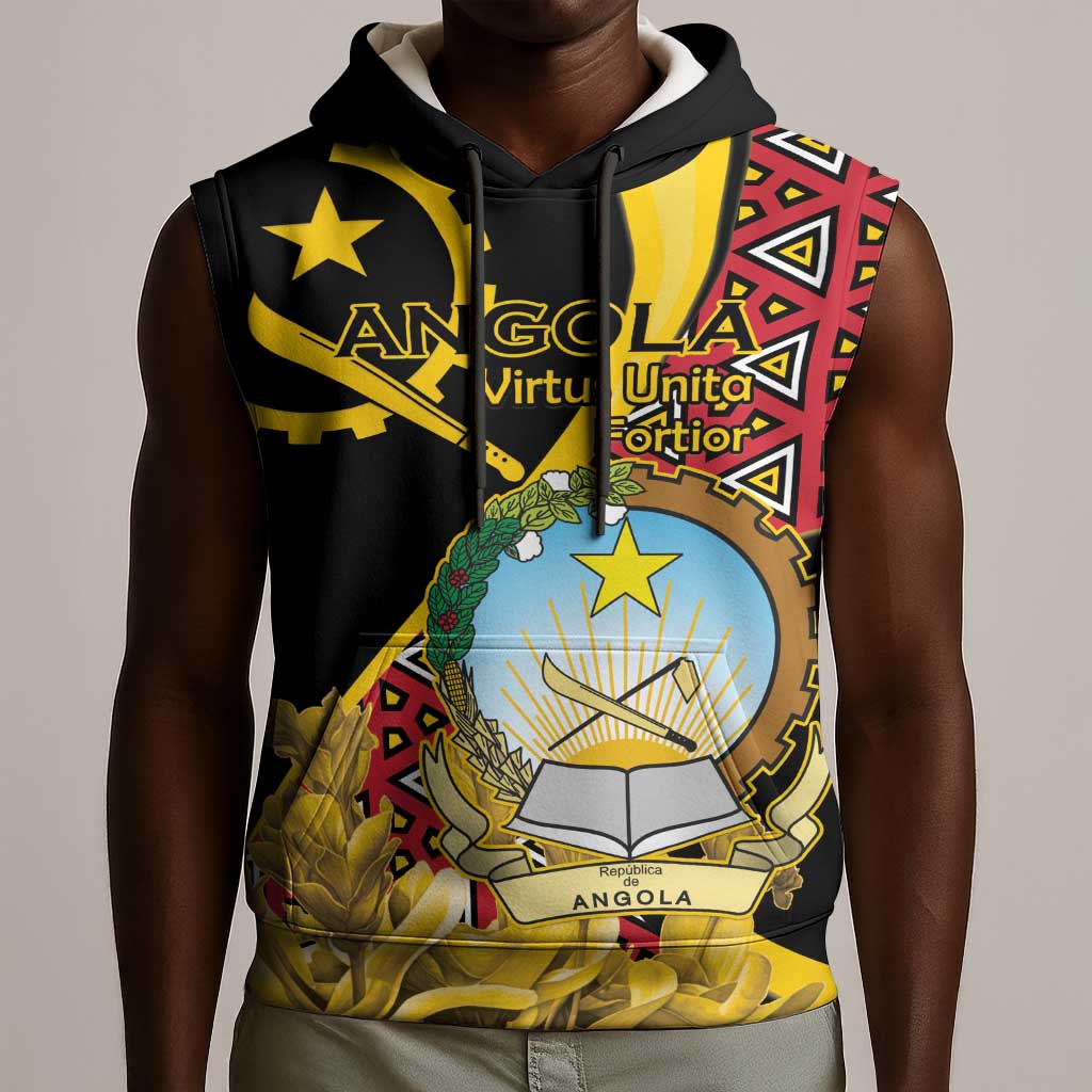 Personalized República de Angola Sleeveless Hoodie Coat Of Arms With Map - African Pride