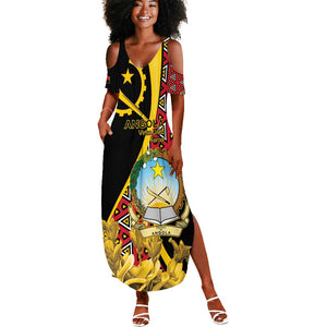 Personalized República de Angola Summer Maxi Dress Coat Of Arms With Map