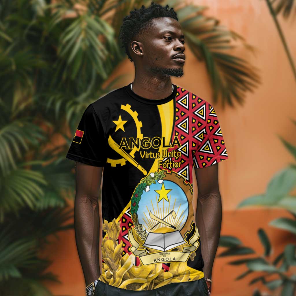 Personalized República de Angola T shirt Coat Of Arms With Map