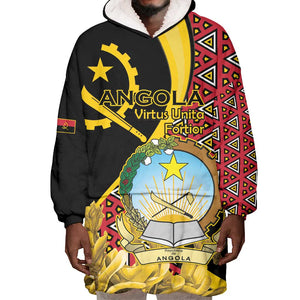 Personalized República de Angola Wearable Blanket Hoodie Coat Of Arms With Map