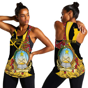 Personalized República de Angola Women Racerback Tank Coat Of Arms With Map
