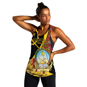 Personalized República de Angola Women Racerback Tank Coat Of Arms With Map