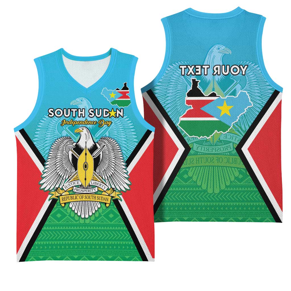 Personalised South Sudan Basketball Jersey Coat Of Arms - Happy Independence Day - African Pride