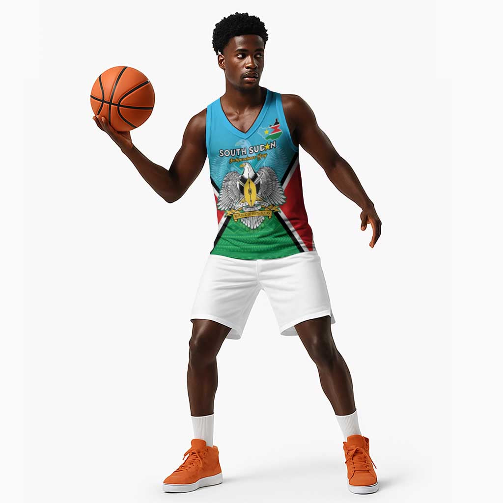 Personalised South Sudan Basketball Jersey Coat Of Arms - Happy Independence Day - African Pride