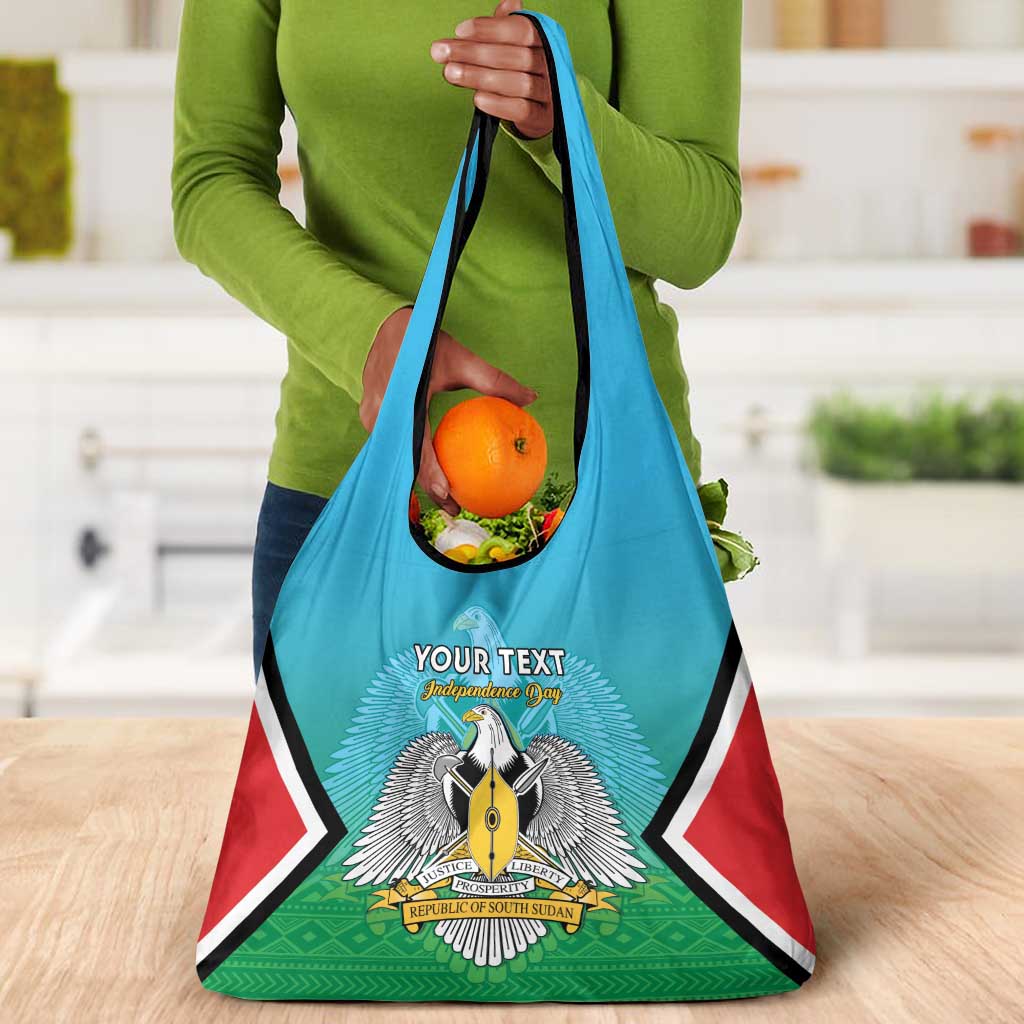 Personalised South Sudan Grocery Bag Coat Of Arms - Happy Independence Day