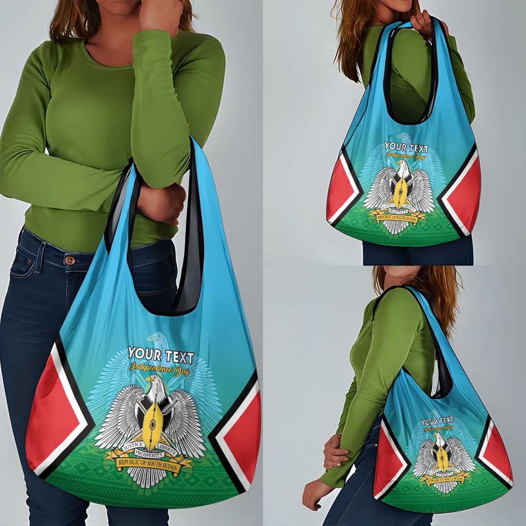 Personalised South Sudan Grocery Bag Coat Of Arms - Happy Independence Day
