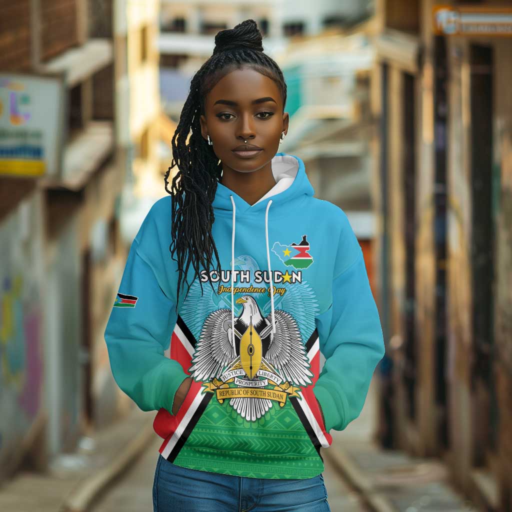 Personalised South Sudan Hoodie Coat Of Arms - Happy Independence Day