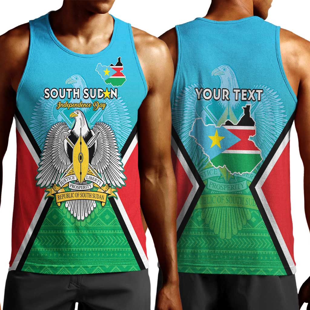 Personalised South Sudan Men Tank Top Coat Of Arms - Happy Independence Day