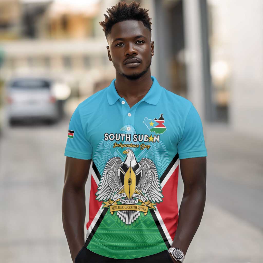 Personalised South Sudan Polo Shirt Coat Of Arms - Happy Independence Day