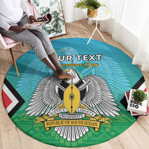Personalised South Sudan Round Carpet Coat Of Arms - Happy Independence Day